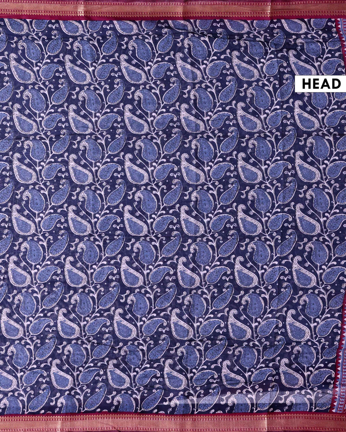 Elegant Semi Chanderi Saree with Paisley Inspired Print and Contrast Zari Border - Blue