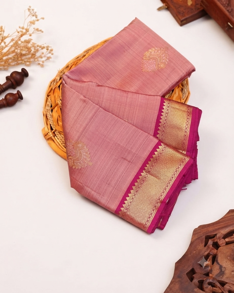 Exquisite Handloom Kanchipuram Pure Silk Saree with Intricate Zari Weave & Traditional Motifs - Pink