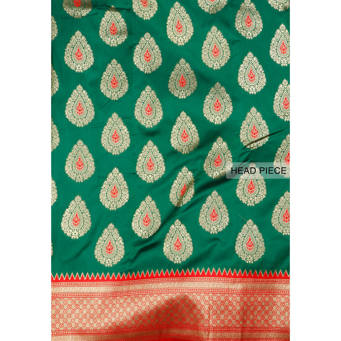 Green Colour Banarasi Silk Saree with Red Border