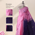 Banana Pith Saree in Bright Pink with Blue Pallu and Intricate Gold Zari Border