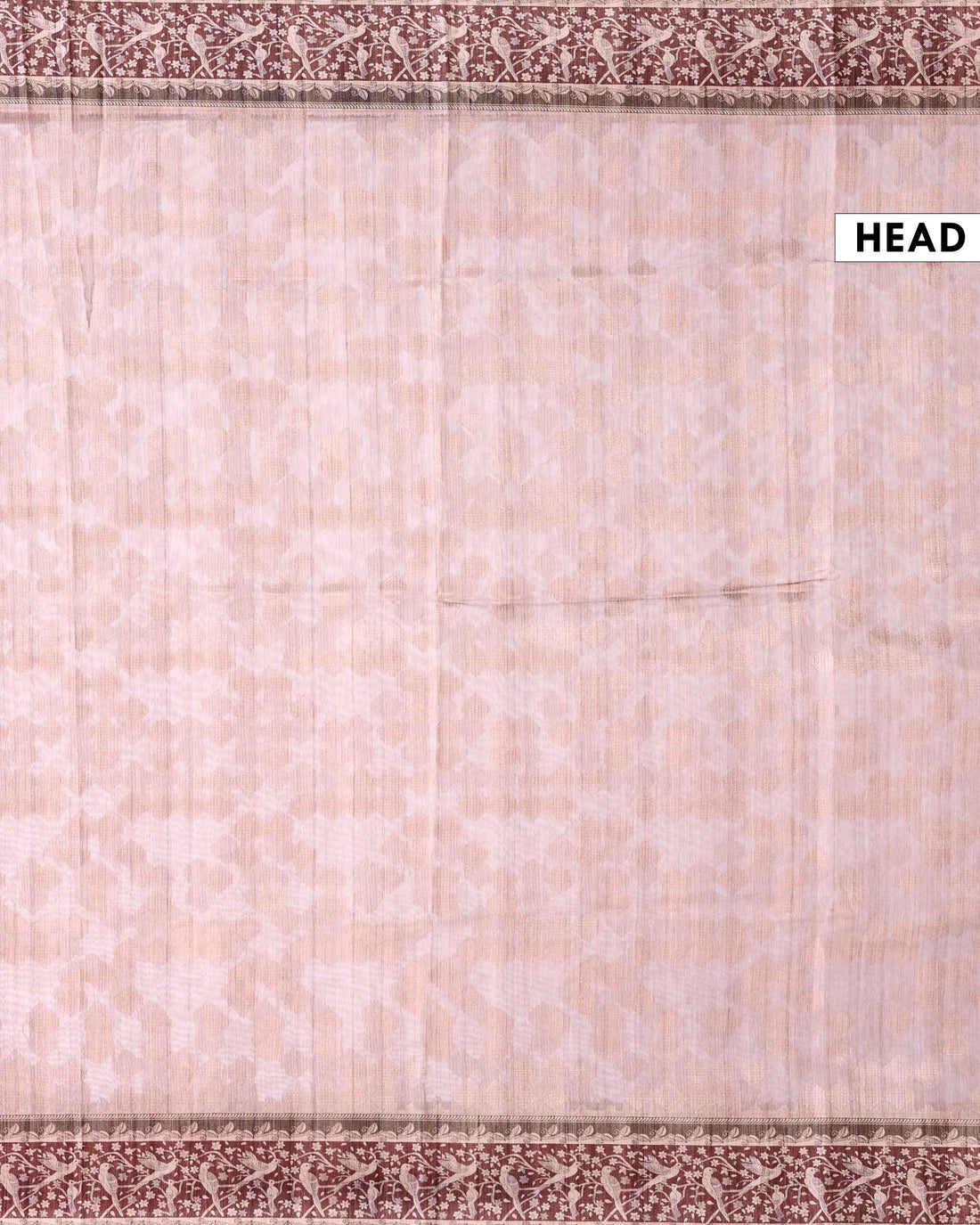 Traditional Linen Tissue Saree With Abstrack Weave and Contrast Kalamkari Inspired Border - Off White