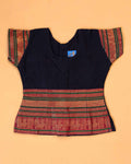 Classic Kids Pattu Pavadai Readymade a Traditional Ethnic Gown with Zari Border and Puff Sleeves, Navy Blue