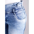 Buy Women Blue Pencil Cut  Button Jeans
