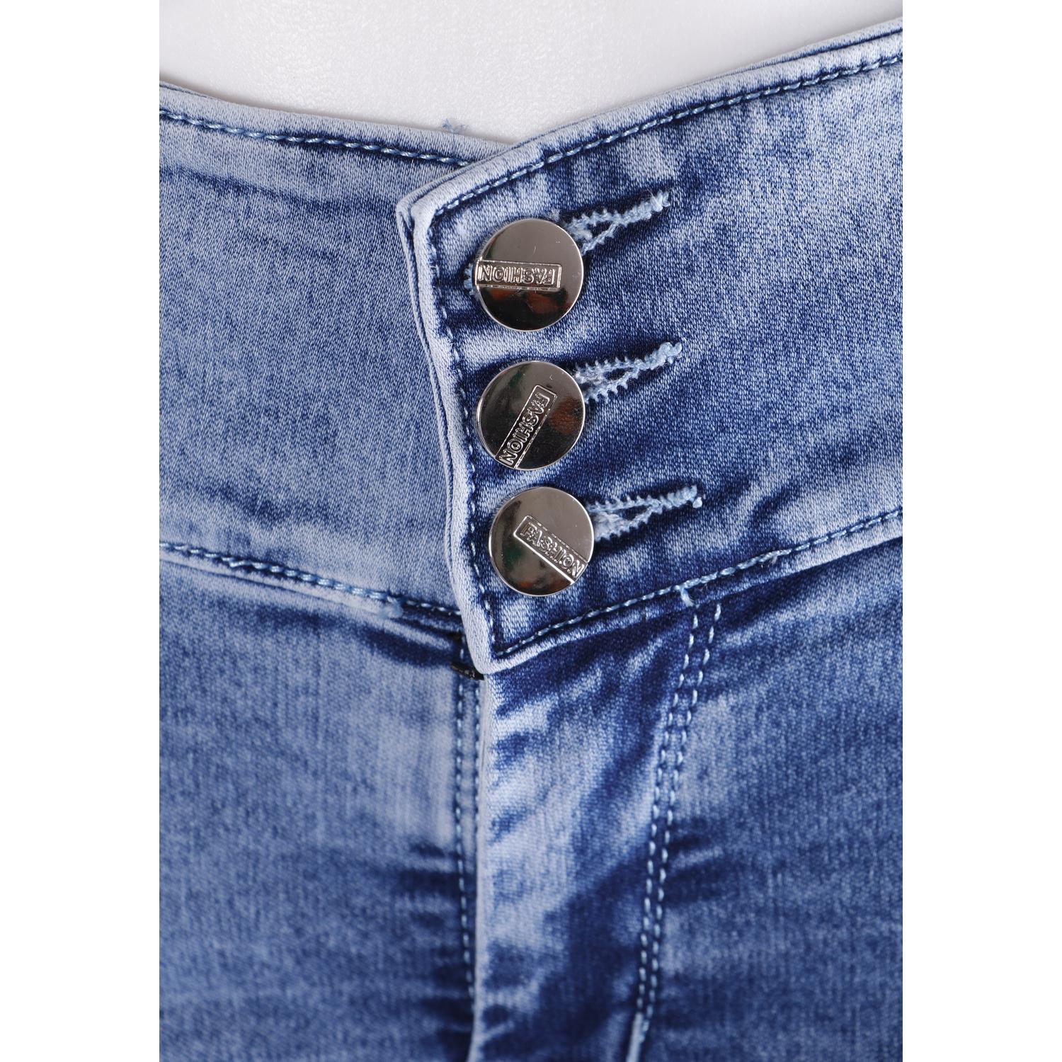 Buy Women Blue Pencil Cut  Button Jeans Online