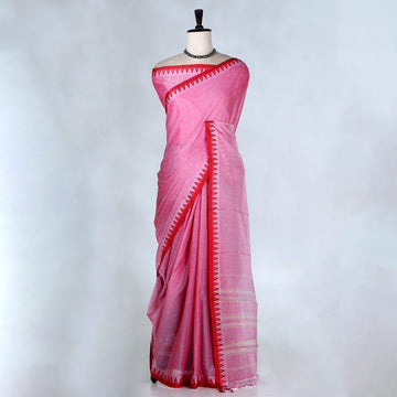 Pink Mangalagiri Cotton Saree for Women | Festive Summer Collection | Jeyachandran - Full View
