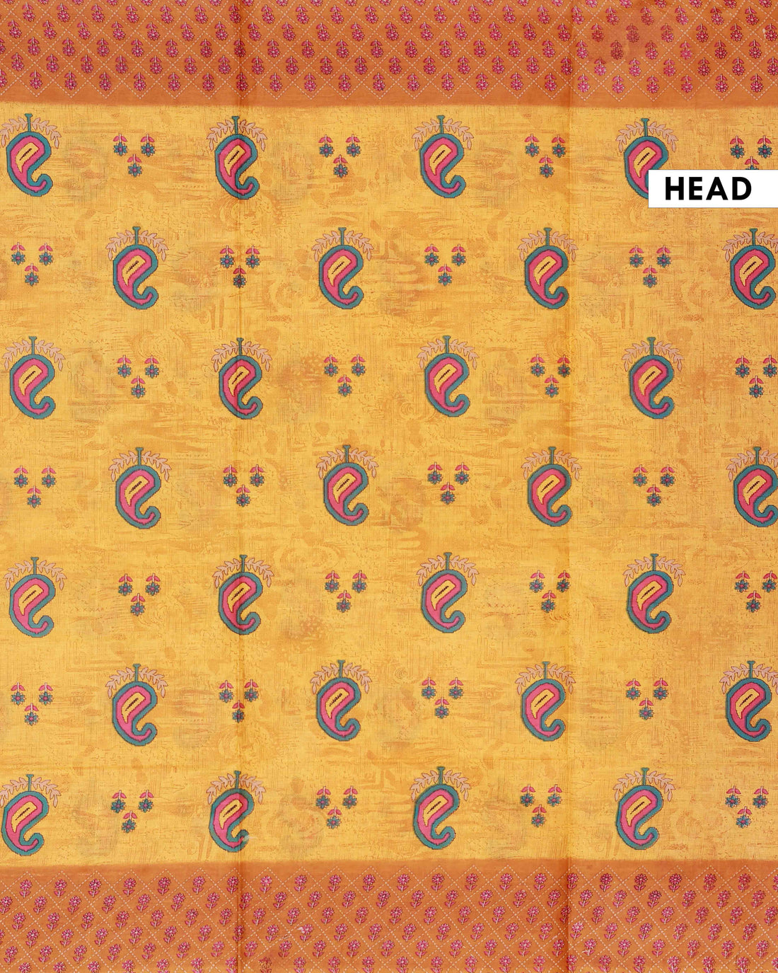 All-Over Floral Printed Voile Saree with Intricate Contrast Border – Yellow