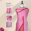 Pink Mangalagiri Cotton Saree With Red Temple Border And Striped Pallu Detail Design