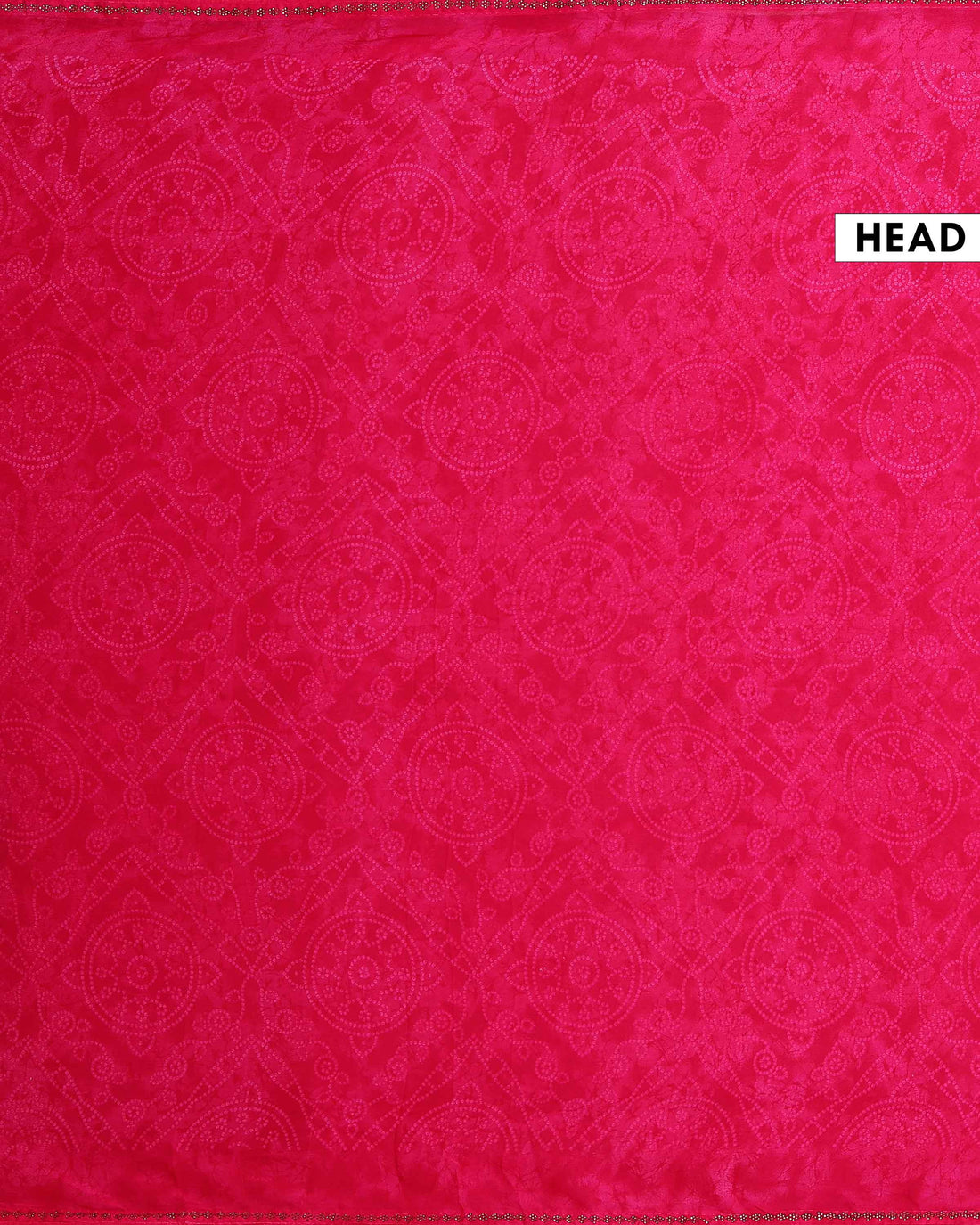 Elegant Lightweight Georgette Saree with Abstract Motif and Embellished Border - Pink