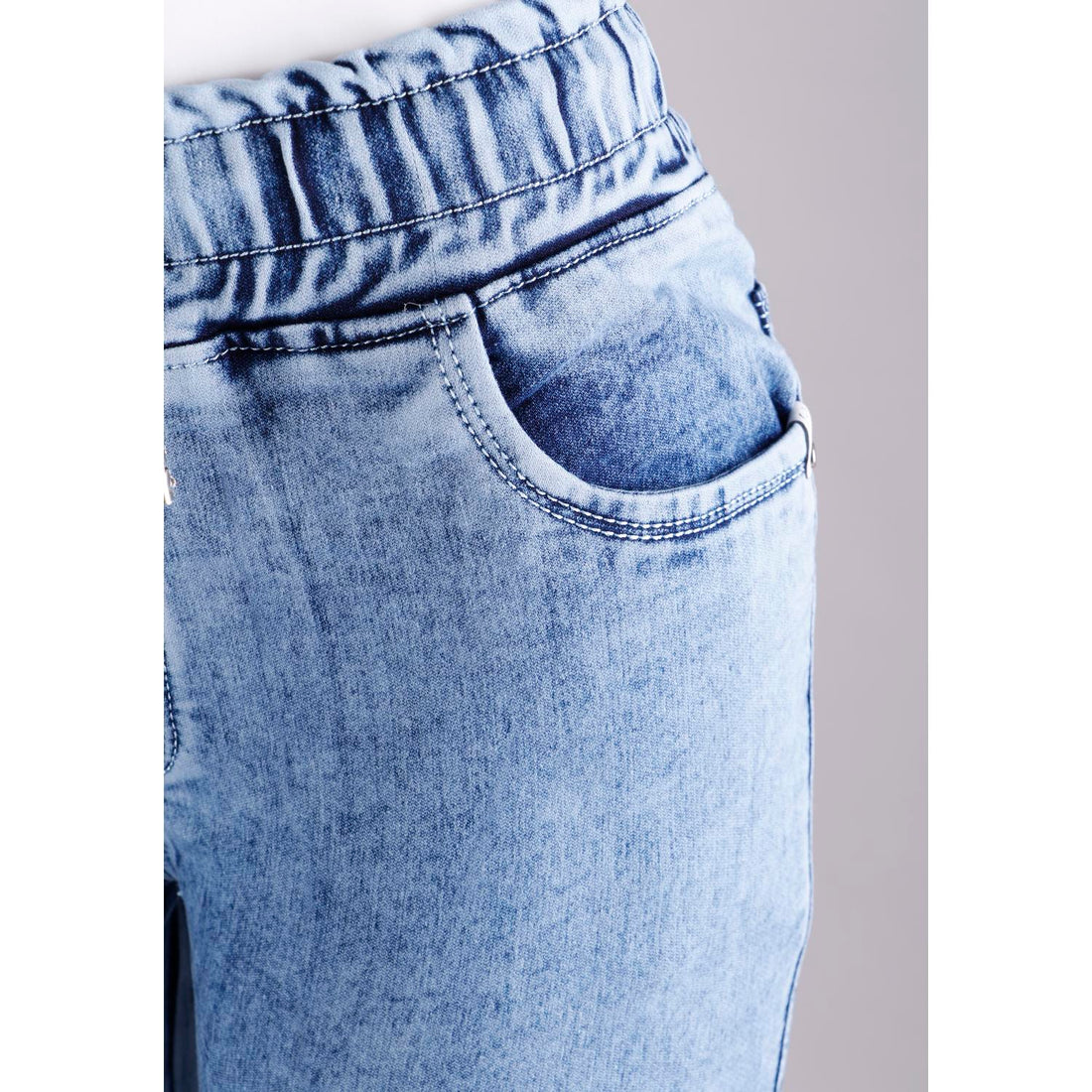 Shop Women Blue Jogger Cargo Jeans
