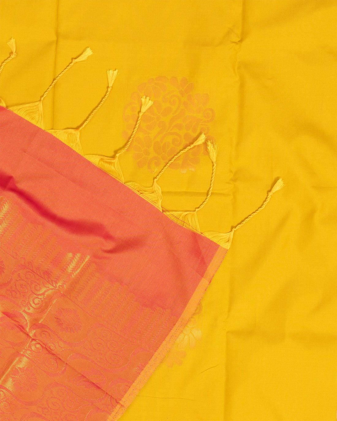 Ethnic Thread Design Semi Silk Saree - Yellow