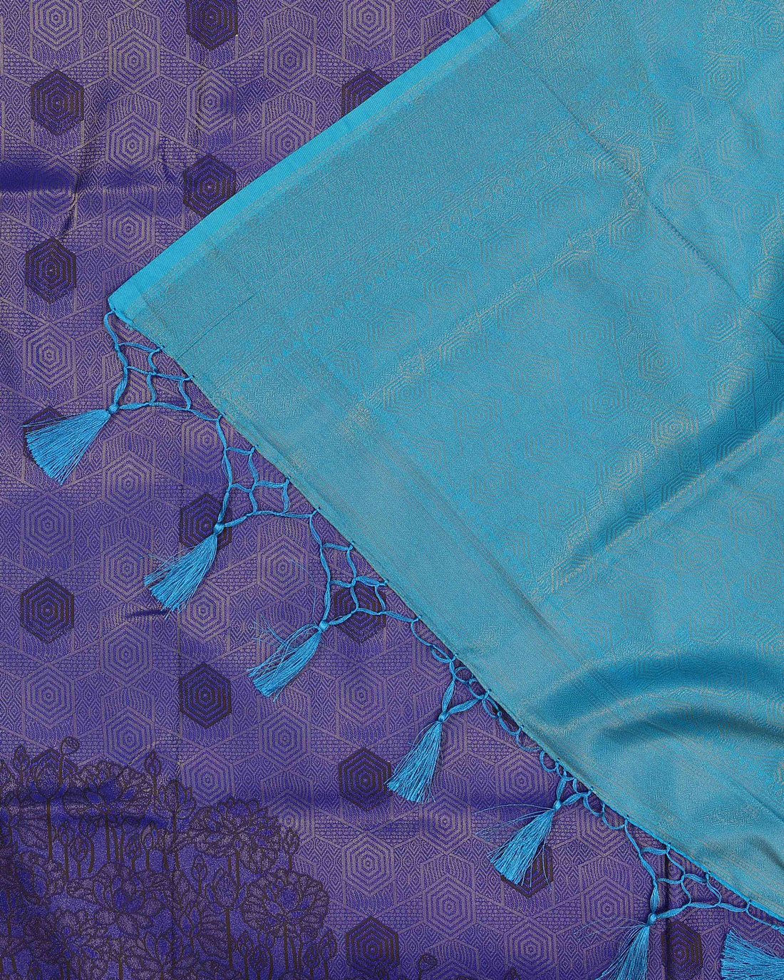 Art Silk Saree with Intricate Floral Weave Design - Violet