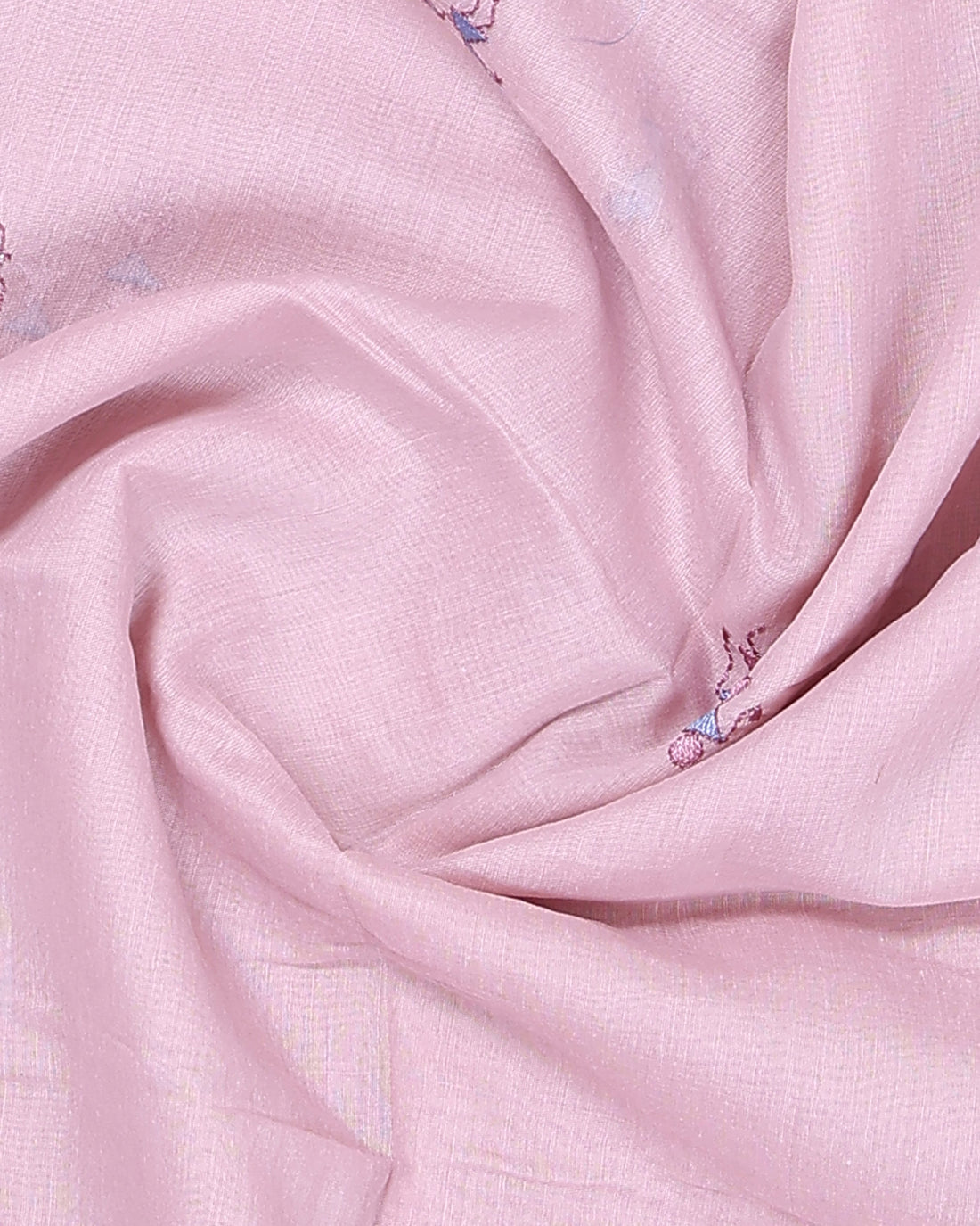 Elegant Linen Cotton Saree with Floral Embroidery - Pink
