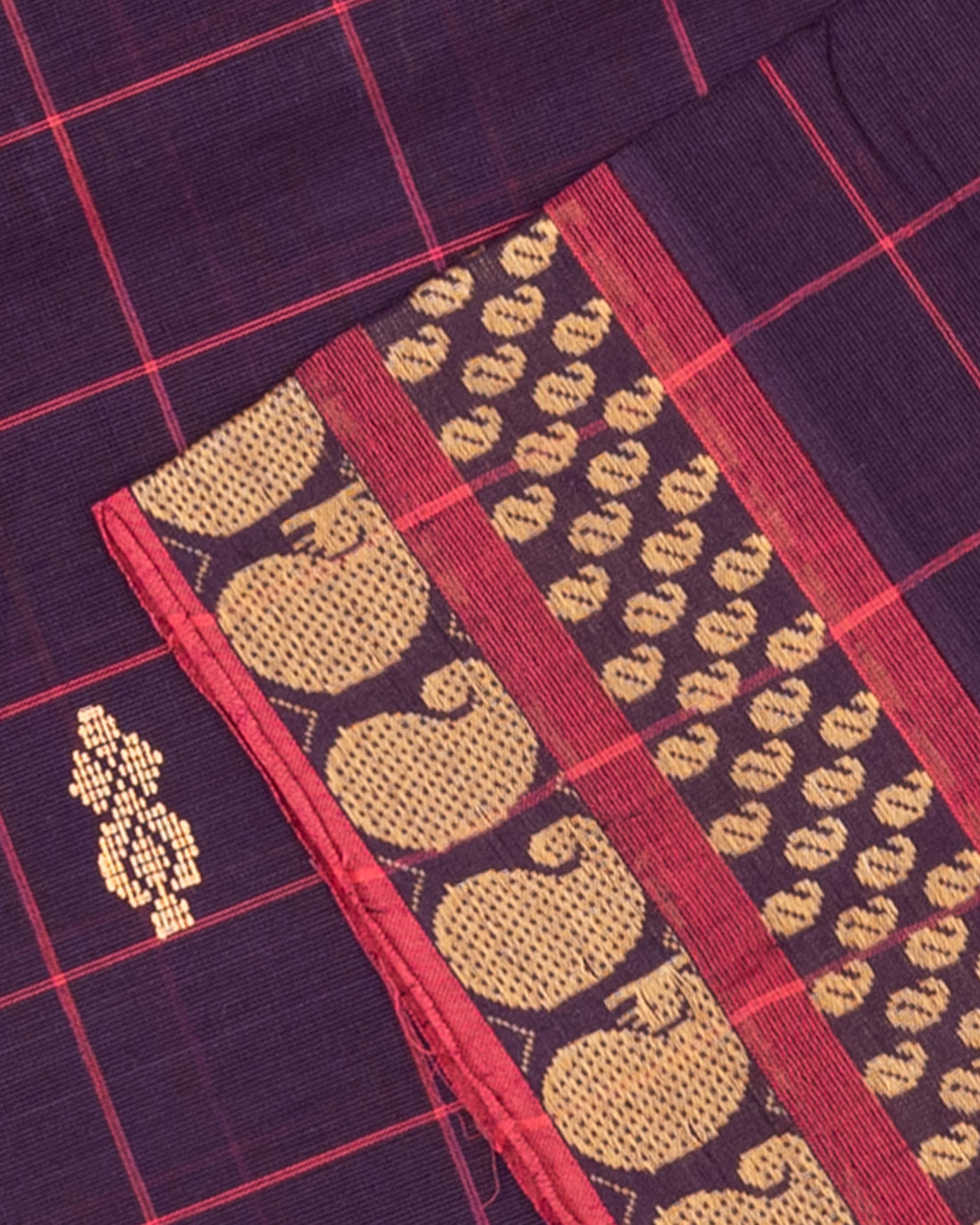 Purple Checked Design Venkatagiri Cotton Saree