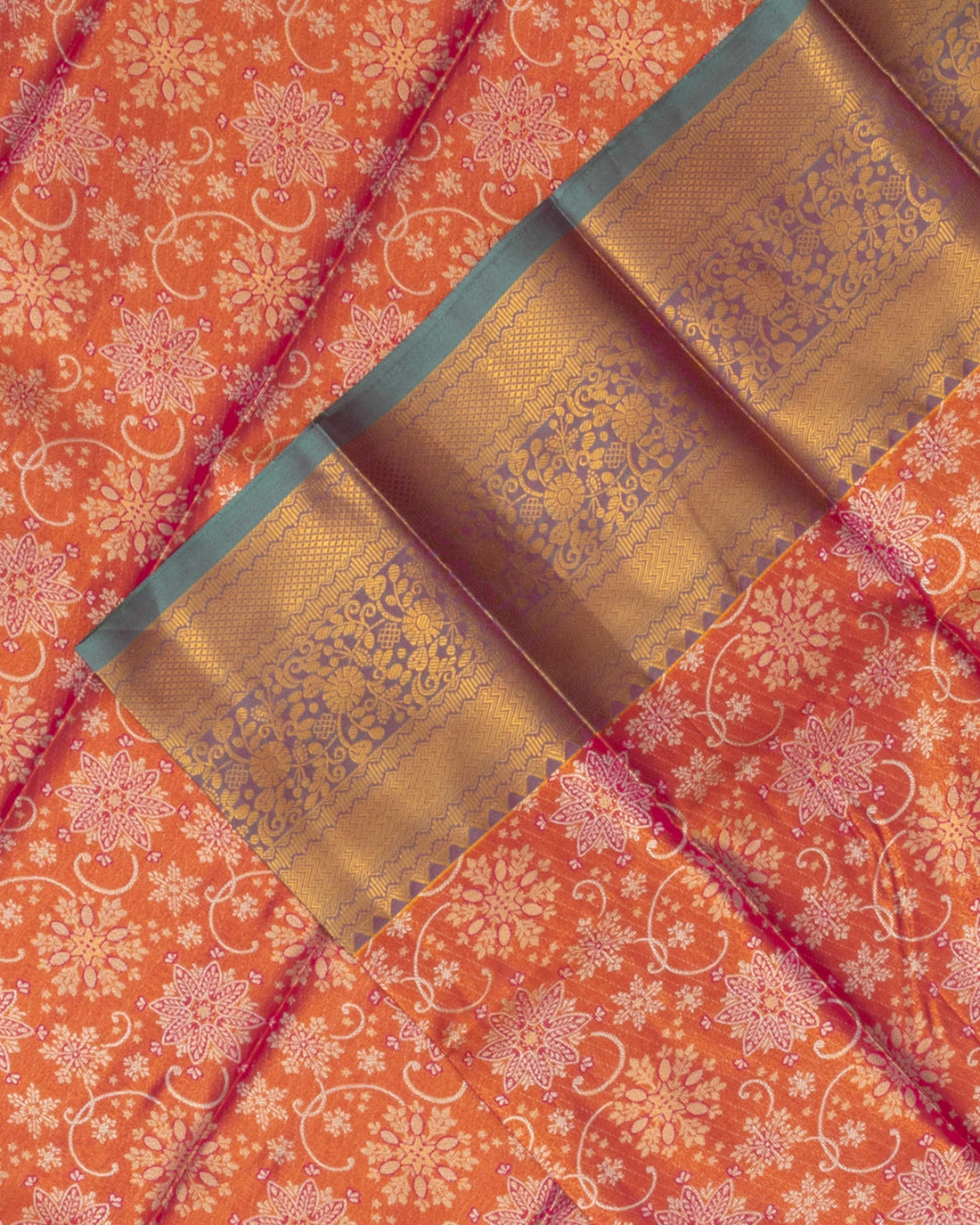 Red Printed Kanchipuram Tissue Saree