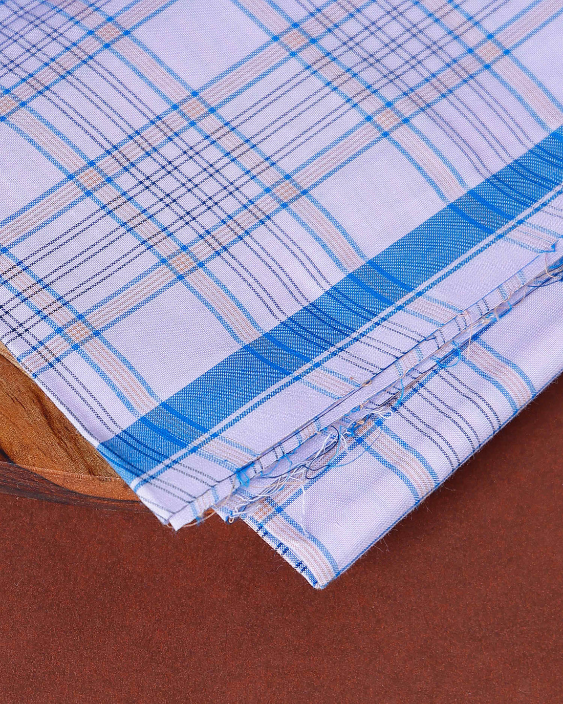 Nandu Brand Men's Premium Cotton Checked Lungi Stitched - White