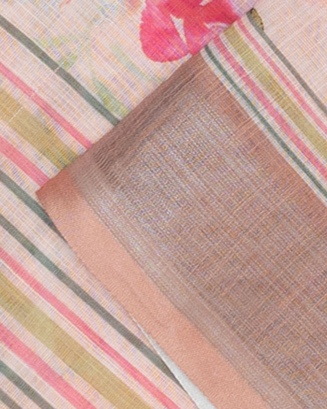 Light Pink Colour Printed Linen Cotton Saree