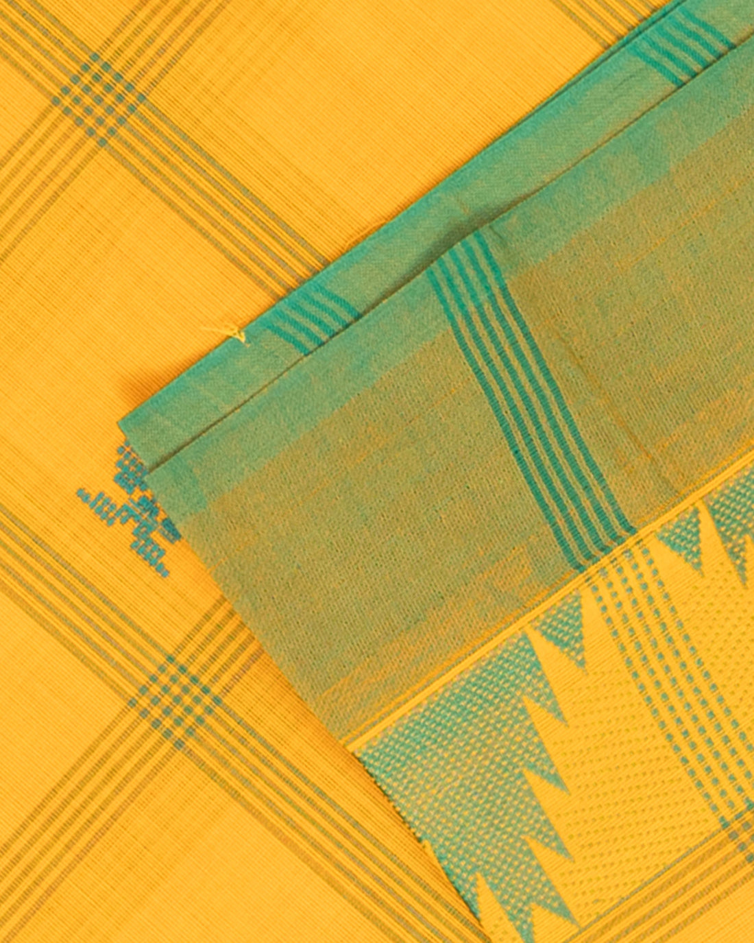 Yelllow Checked Design Venkatagiri Cotton Saree