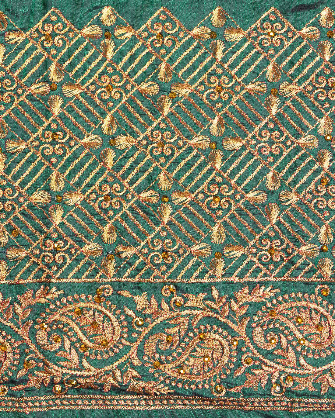 Green Embroidered Unstitched Blouse Material