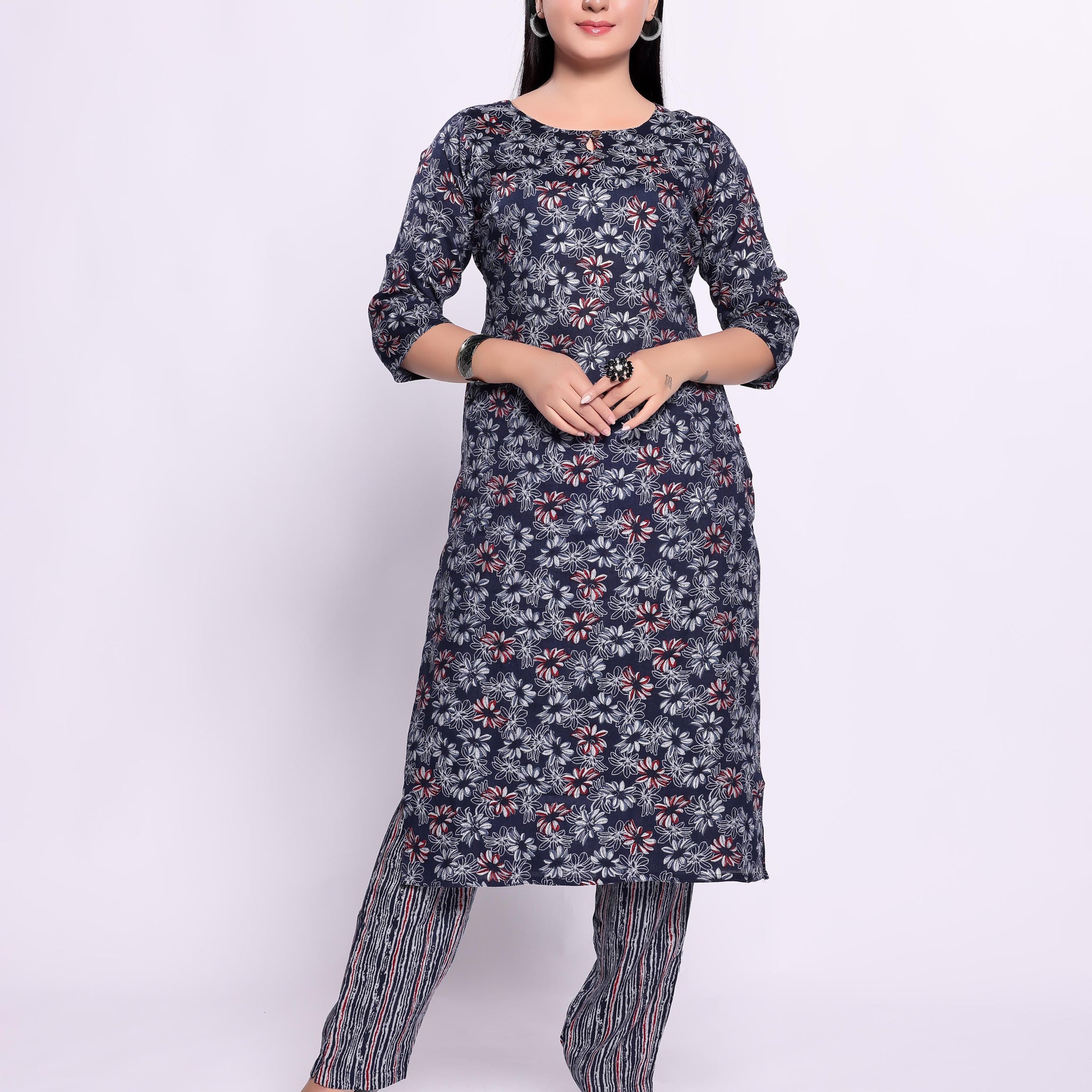 Navy Blue Colour Top & Palazzo Set