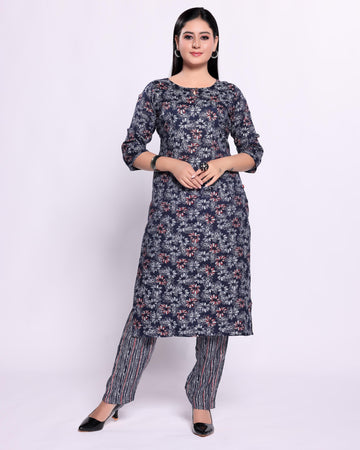 Navy Blue Colour Top & Palazzo Set