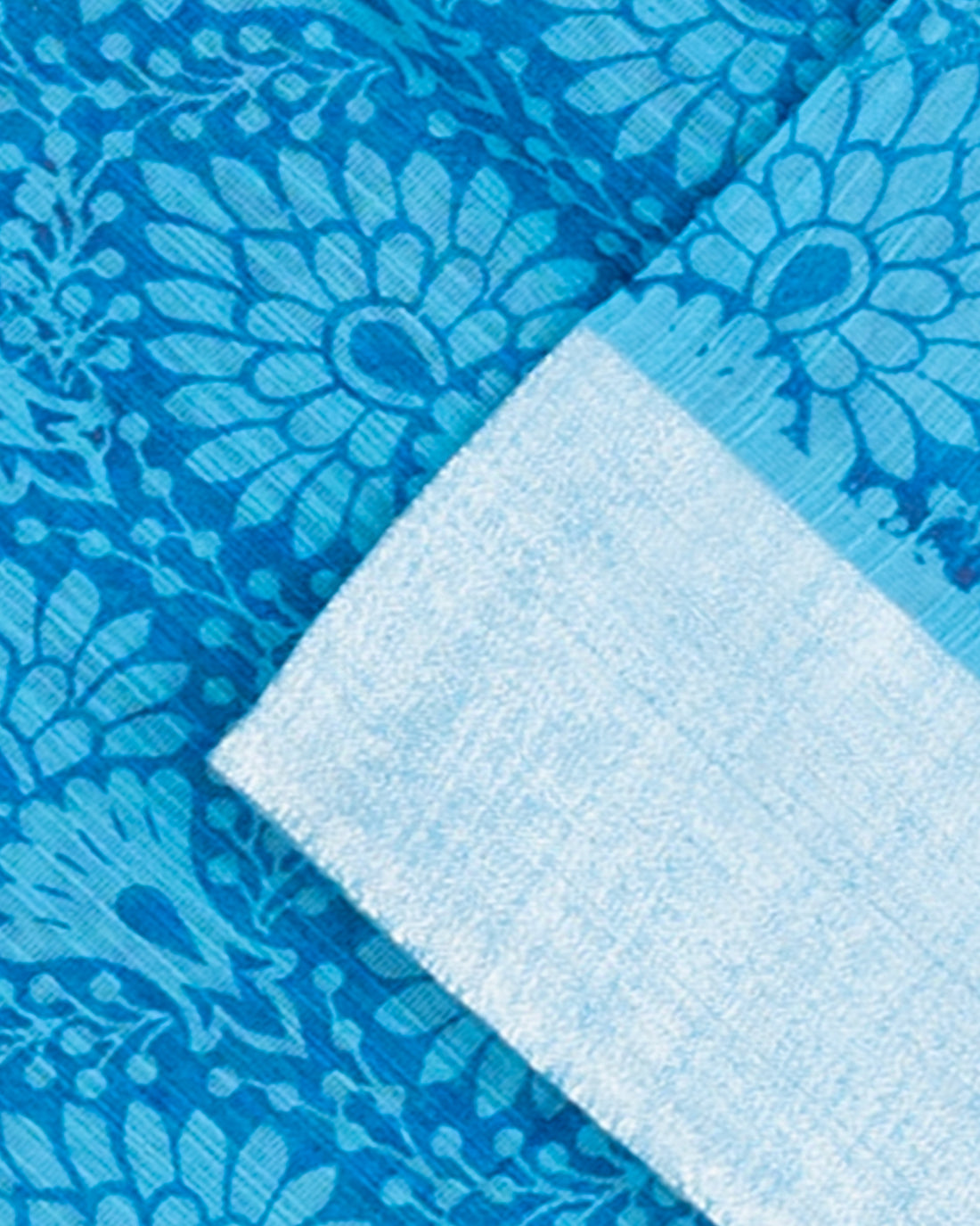 Elegance in Floral Print Semi Silk Saree  - Blue