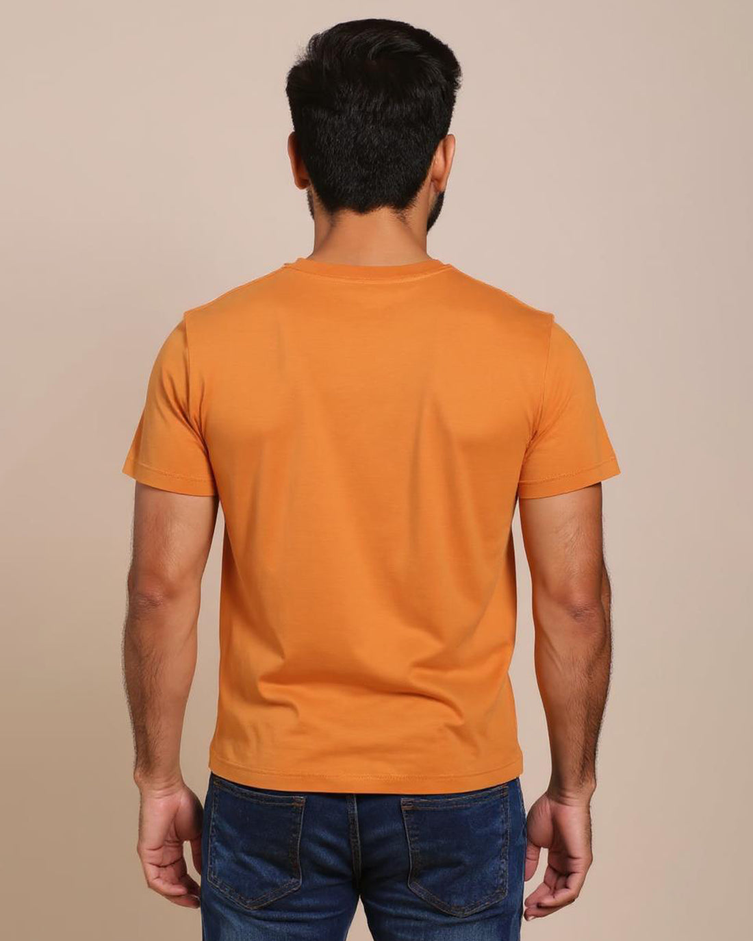 JASE Men's Solid Round Neck Half Sleeve Regular Fit T-Shirt - Orange