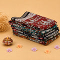 Semi Chanderi Sarees collection with Kalamkari floral and bird prints in multicolor stack folded front view
