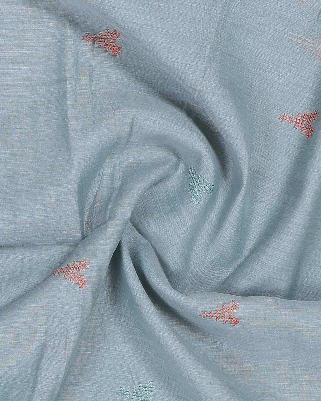 Elegant Linen Cotton Saree with Embroidered Motifs - Grey