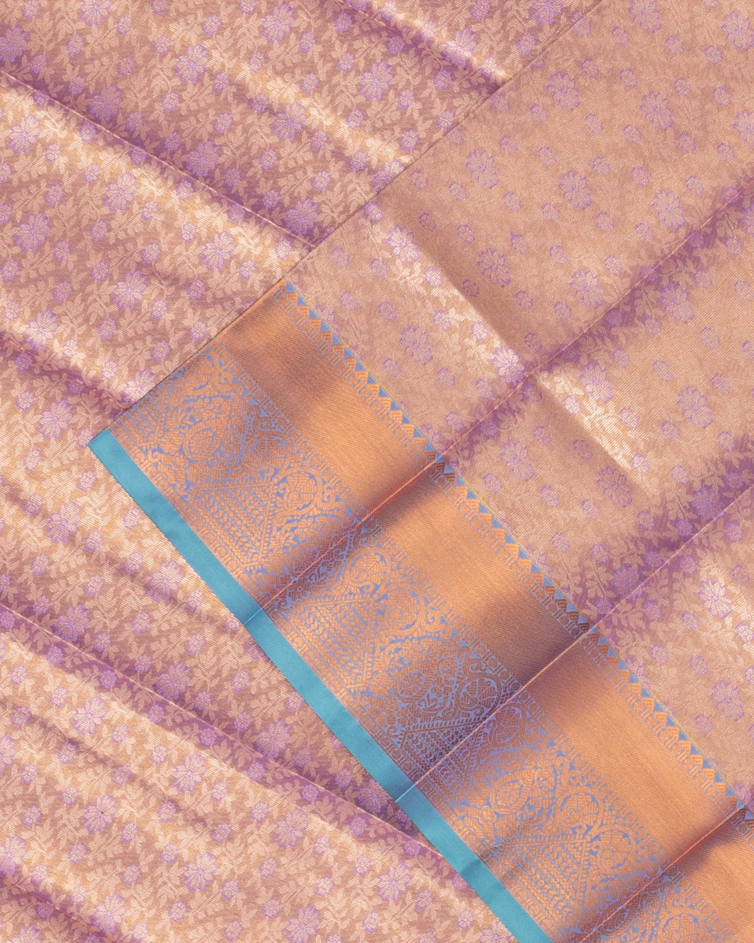 Kanchipuram Tissue Saree with Intricate Zari Work and Contrast Border - Multi