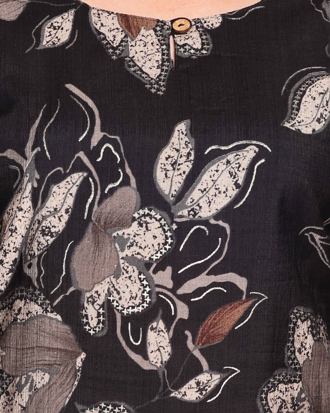 Elegant Women's Floral Printed Kurta with Palazzo Set - Black