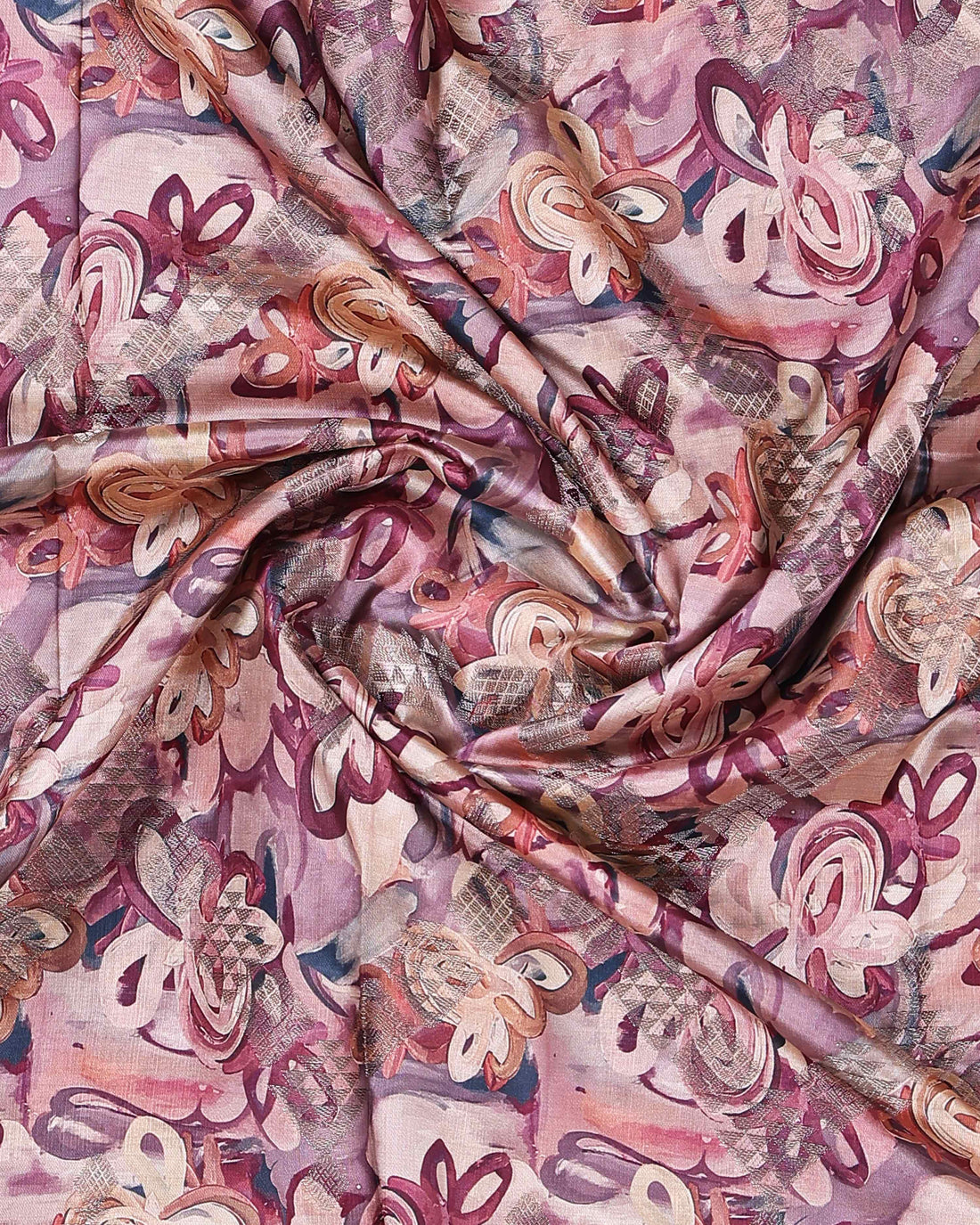 Floral Pattern Dola Silk Saree With Woven Border - Multi