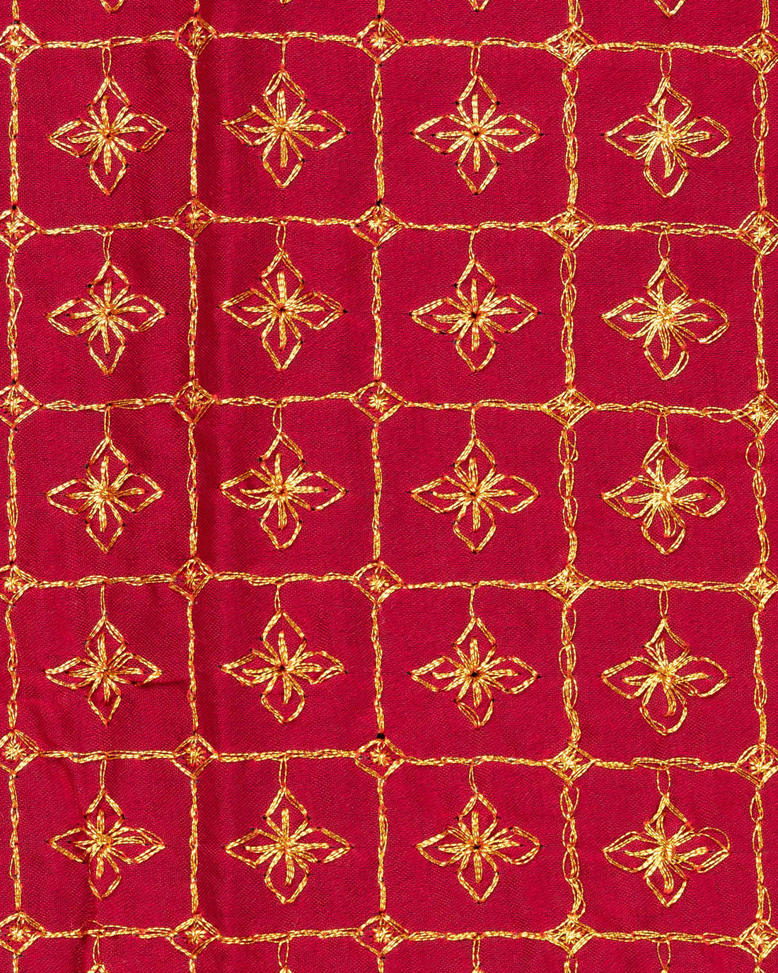 Red Embroidered Unstitched Blouse Material