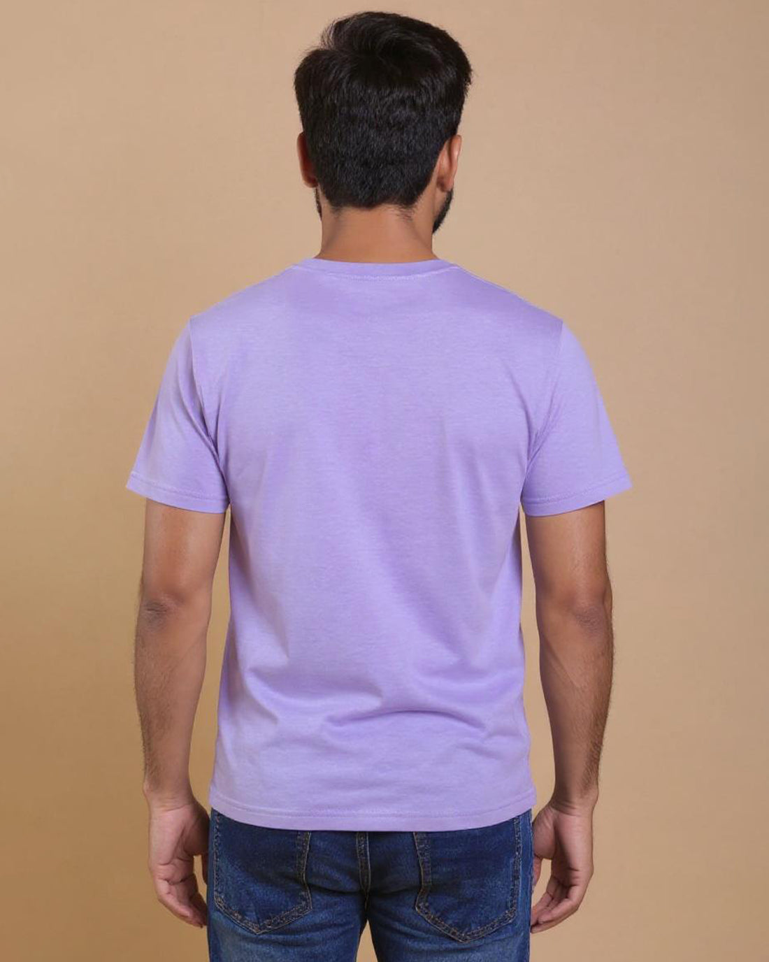 Nativebull Men's Solid Round Neck Half Sleeve Cotton T-Shirt - Lavender