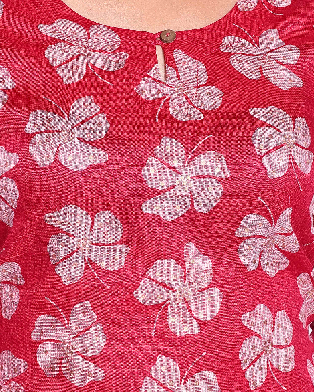 Elegant Women's Floral Printed Kurta with Palazzo Set - Red