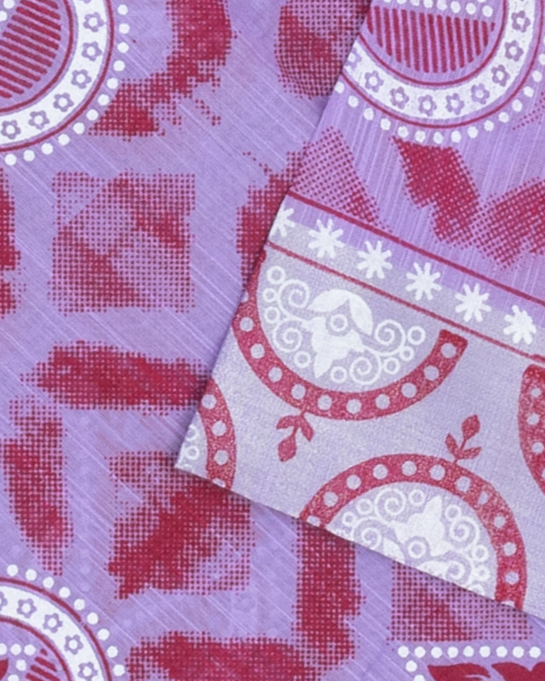 Purple Printed Poly Cotton Saree