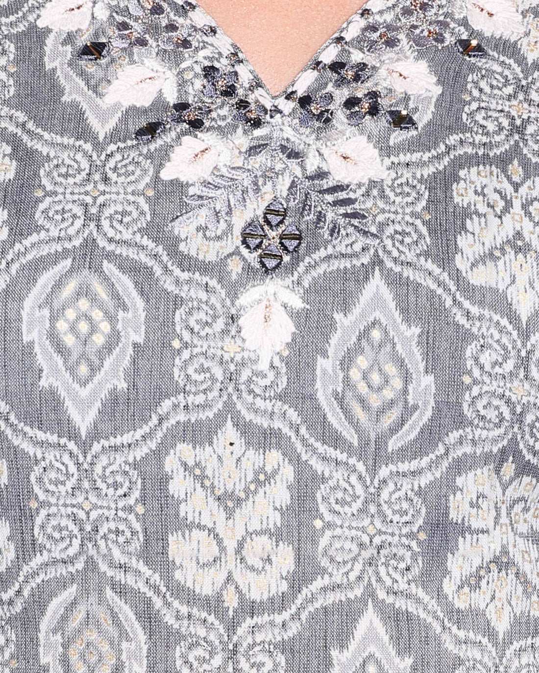 Women's Elegant Floral Print Straight Kurta with Palazzo Set - Grey