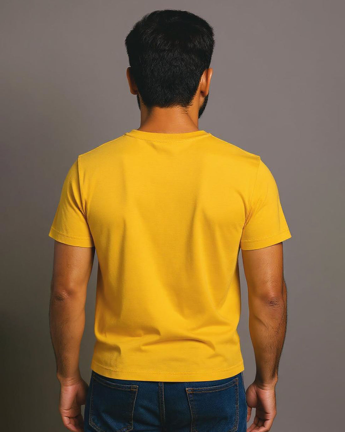 JASE Men's Solid Round Neck Half Sleeve Regular Fit T-Shirt - Yellow