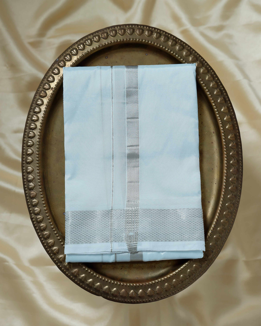Silver Color Silk Dhoti Set