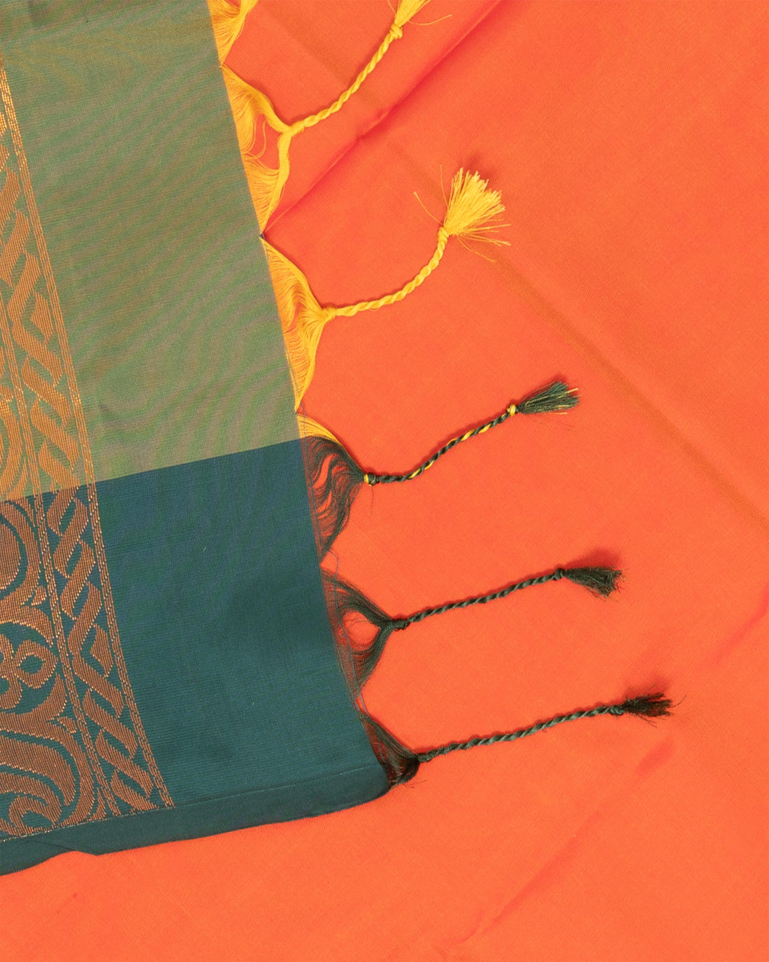 Ethnic Thread Design Semi Silk Saree - Orange