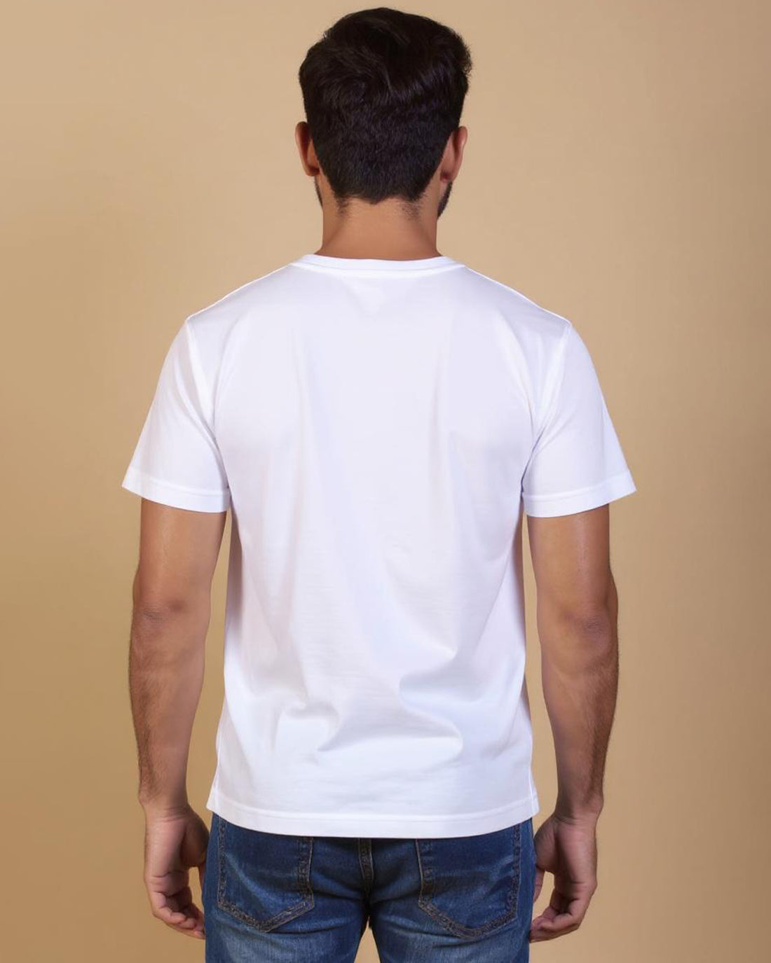 Nativebull Men's Solid Round Neck Half Sleeve Cotton T-Shirt - White