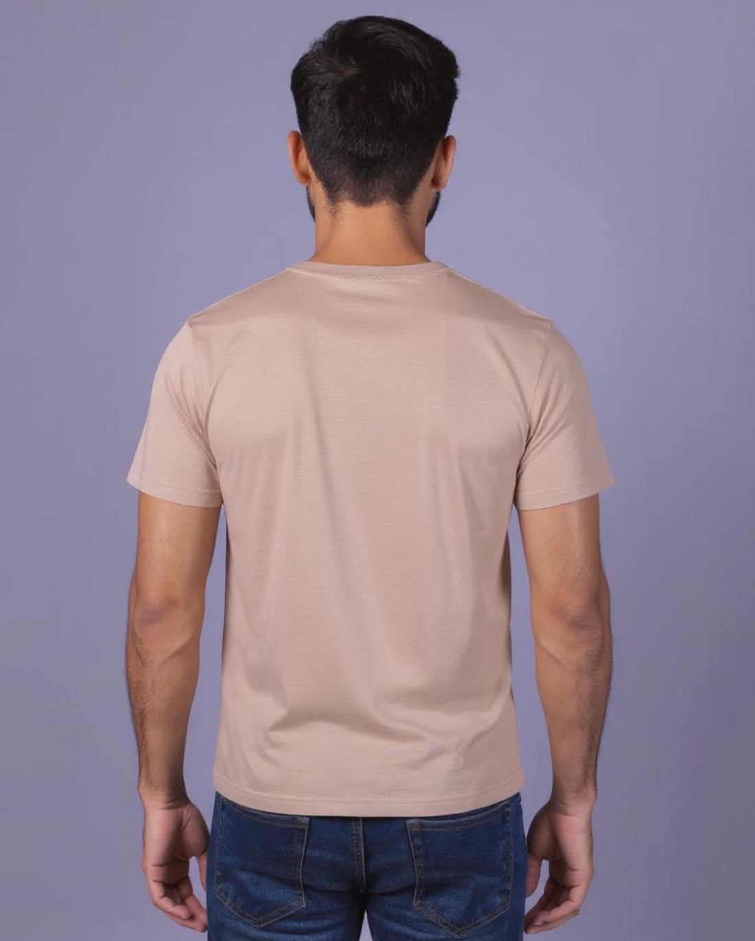 Nativebull Men's Solid Round Neck Half Sleeve Cotton T-Shirt - Brown