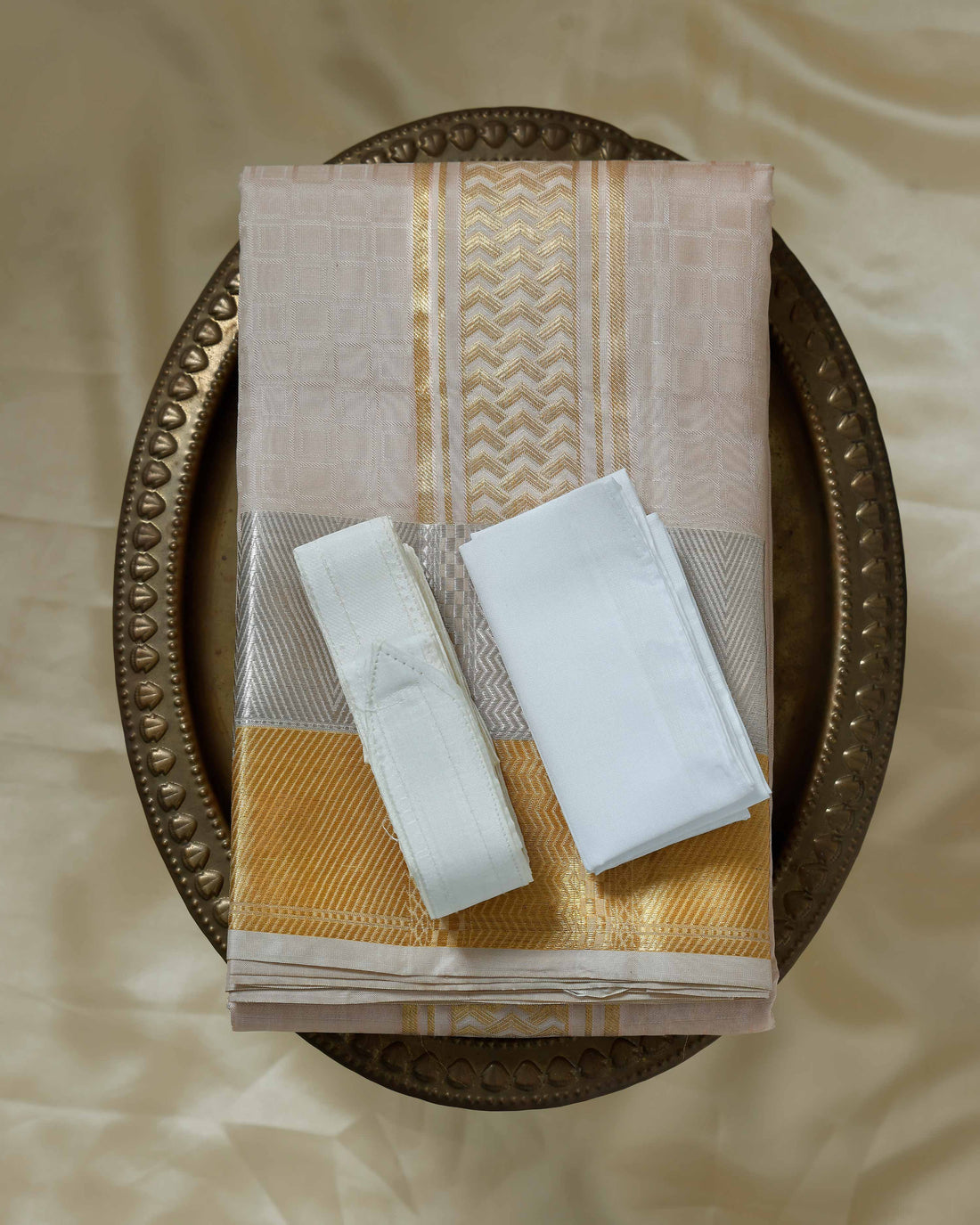 Copper Color Pure Silk Dhoti