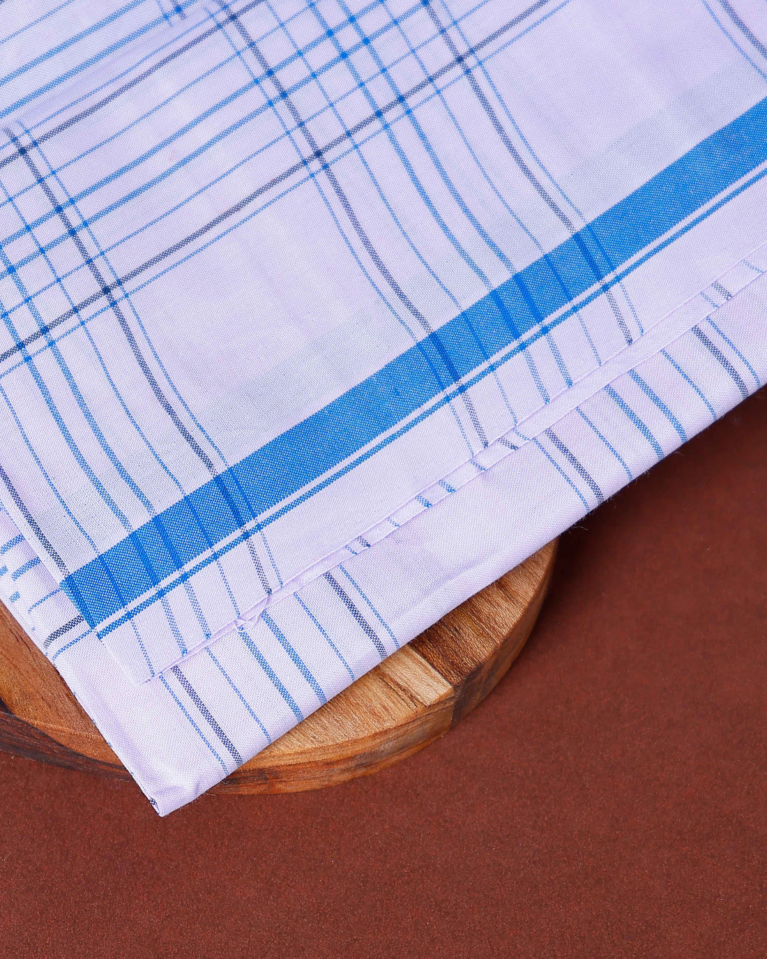 999 Brand Men's Premium Cotton Checked Lungi Stitched - White