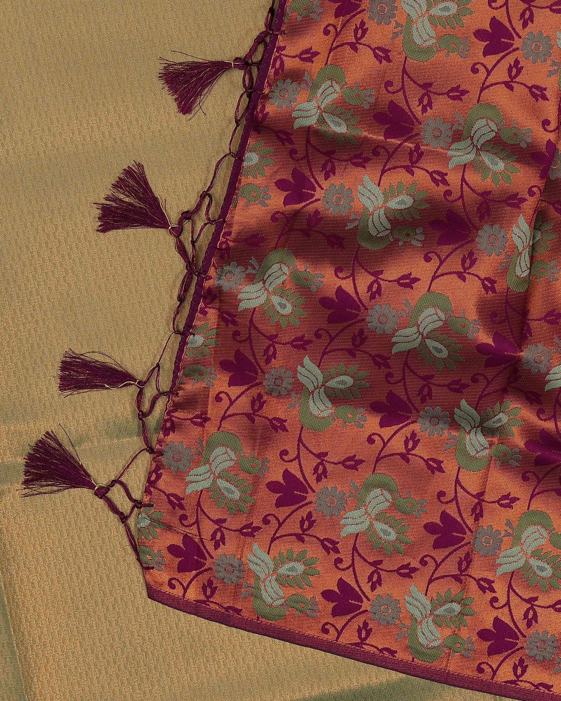 Art Silk Saree with Intricate Floral Border and Zari Weave - Green