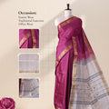Banana Pith Saree in Magenta with Beige Pallu and Intricate Gold Zari Border