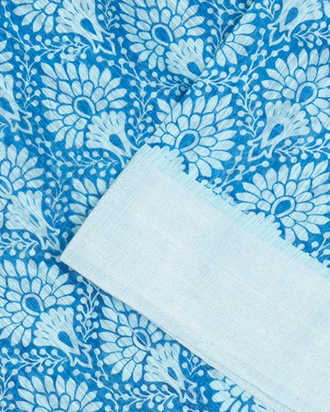 Elegance in Floral Print Semi Silk Saree  - Blue