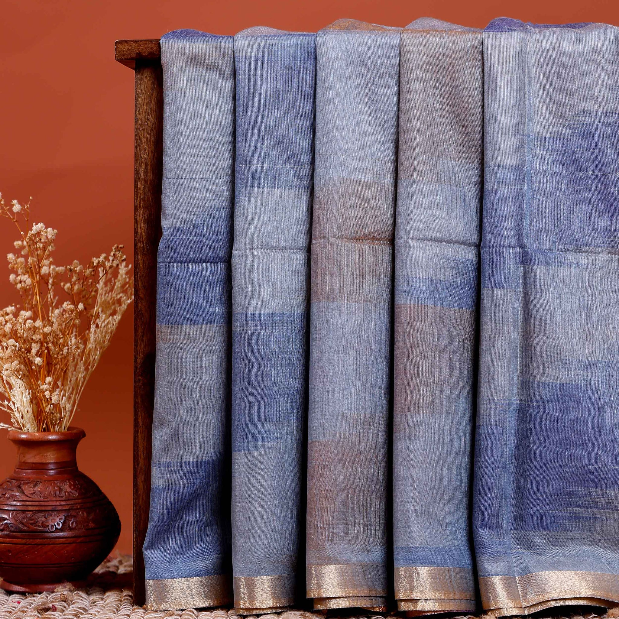 Elegant Semi Silk Saree with Abstract Weave & Zari Border - Grey