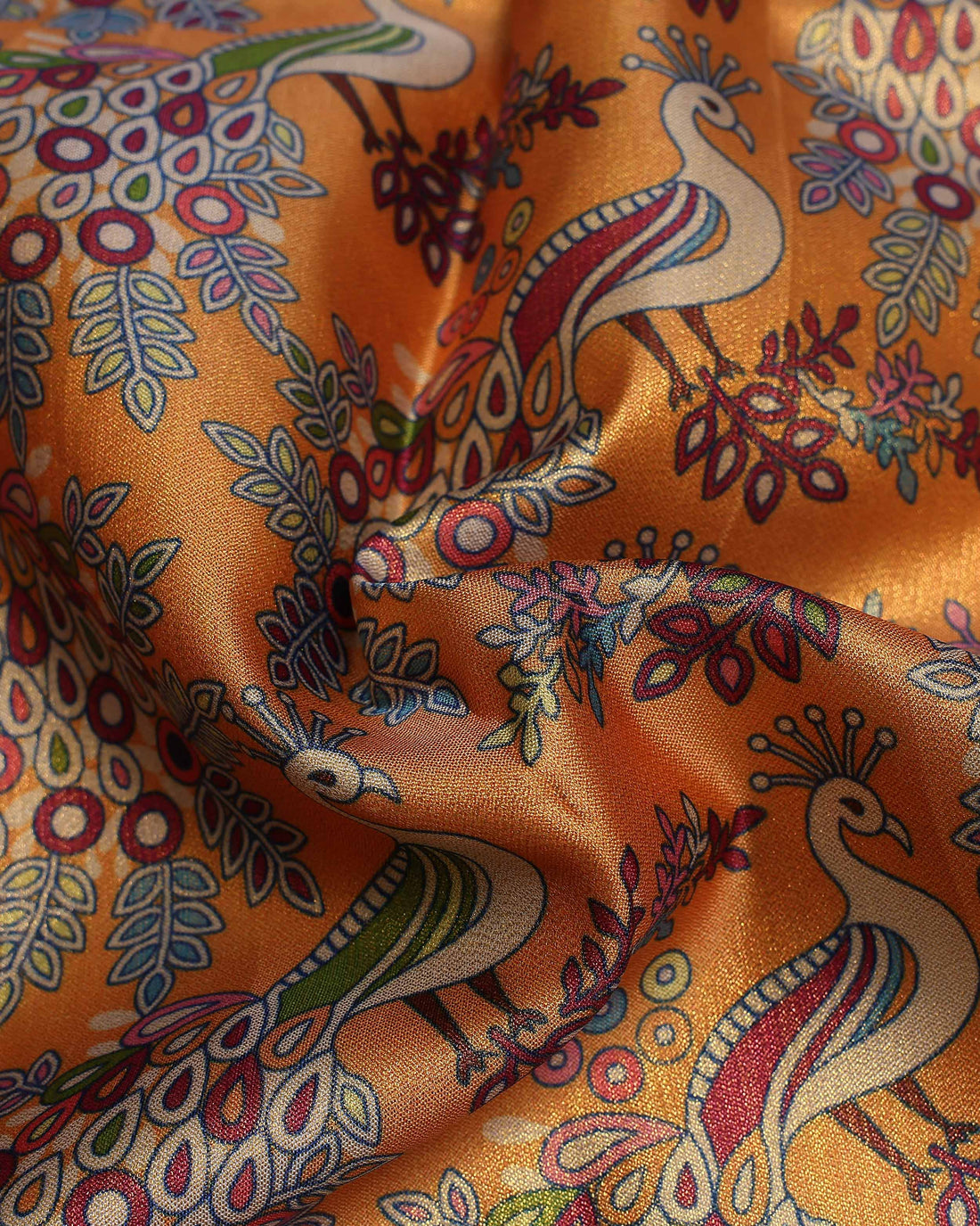 Exquisite Peacock & Floral Motif Fancy Silk Saree with Tasseled Pallu - Orange