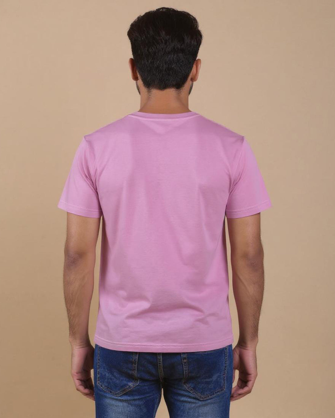 Nativebull Men's Solid Round Neck Half Sleeve Cotton T-Shirt - Pink