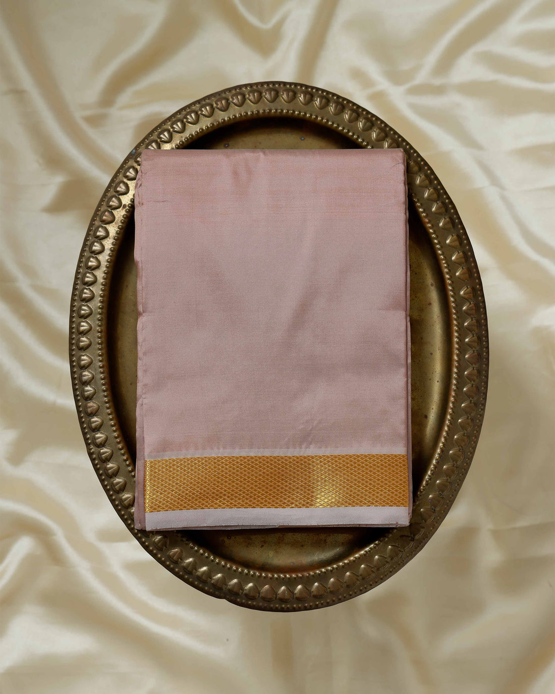 Copper Color Silk Dhoti With 2.40 Meter Shirt Bit & Towle